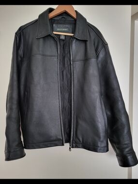 New CITY Republic Men's Black Leather Bomber Jacket